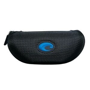 Costa Del Mar Black Semi-Hard Clamshell Sunglass Case Zip Close Blue Logo